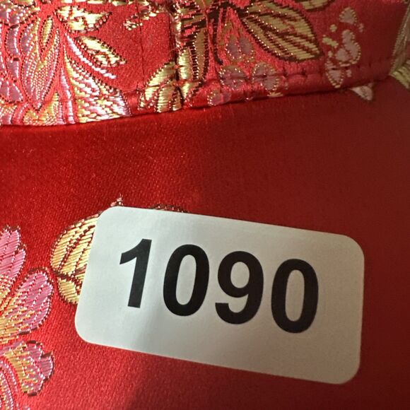 Vintage Asian Oriental Hat Unisex Adult Chinese Floral Red Adjustable Strap Cap - Picture 9 of 9